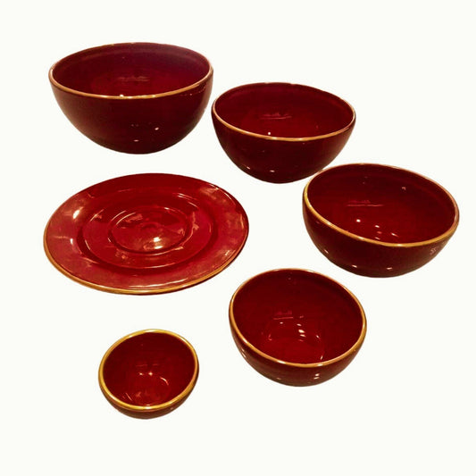 Ciotole Nido Aperitivo in ceramica artigianale, Rosso / Oro - MARIKA DE PAOLA - HOME DECOR