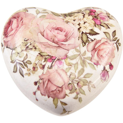 Clayre & Eef - Fermacarte Cuore in ceramica beige con Rose, 11 cm (copia) - MARIKA DE PAOLA - HOME DECOR