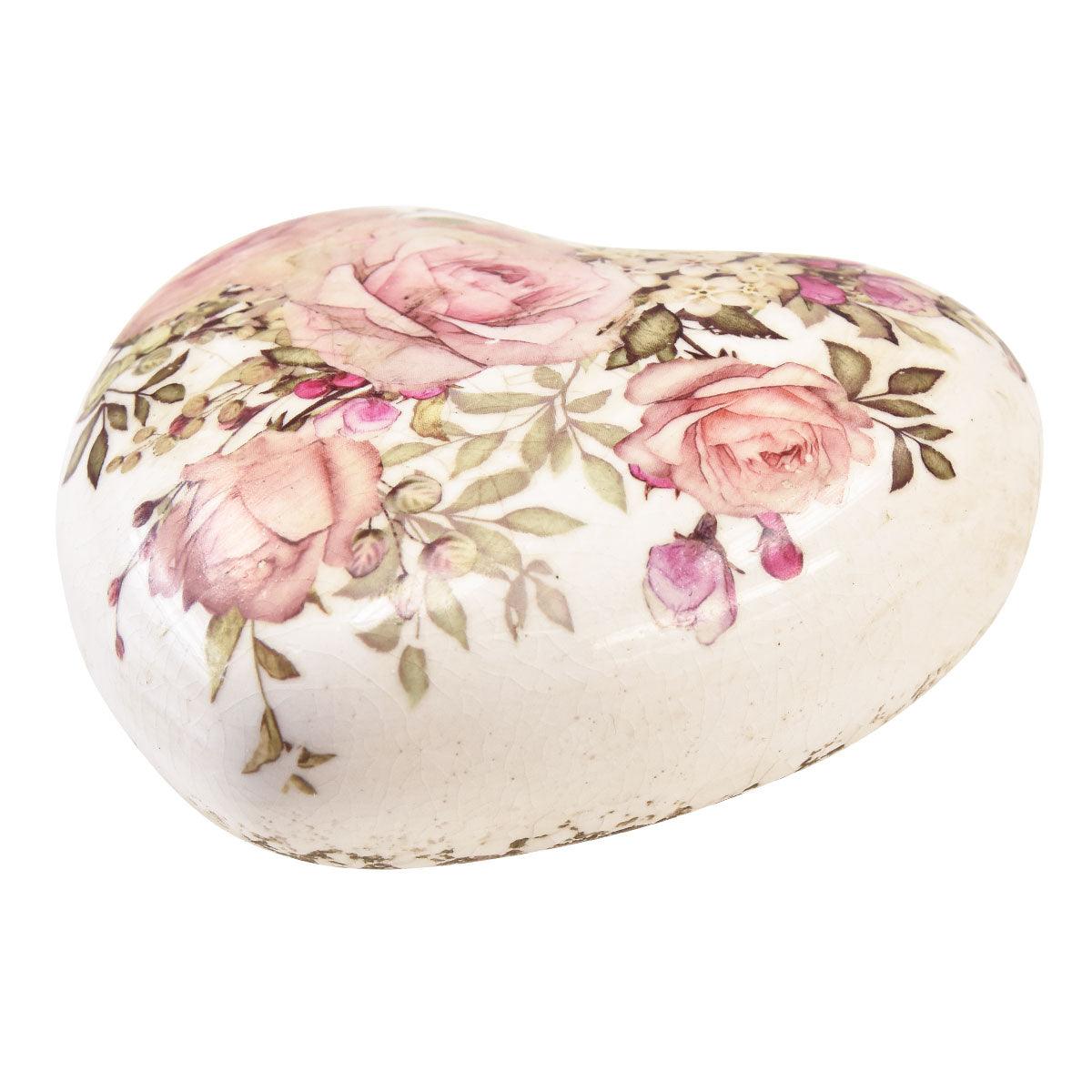 Clayre & Eef - Fermacarte Cuore in ceramica beige con Rose, 11 cm (copia) - MARIKA DE PAOLA - HOME DECOR