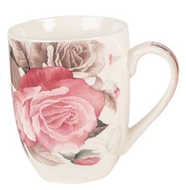 Clayre & Eef Tazza / Mug in porcellana bianca con Rose, 300 ml - MARIKA DE PAOLA - HOME DECOR