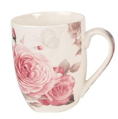 Clayre & Eef Tazza / Mug in porcellana bianca con Rose, 300 ml - MARIKA DE PAOLA - HOME DECOR