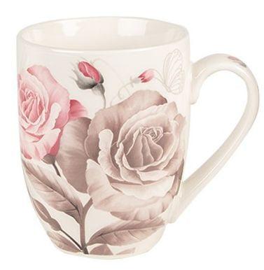 Clayre & Eef Tazza / Mug in porcellana bianca con Rose, 300 ml - MARIKA DE PAOLA - HOME DECOR