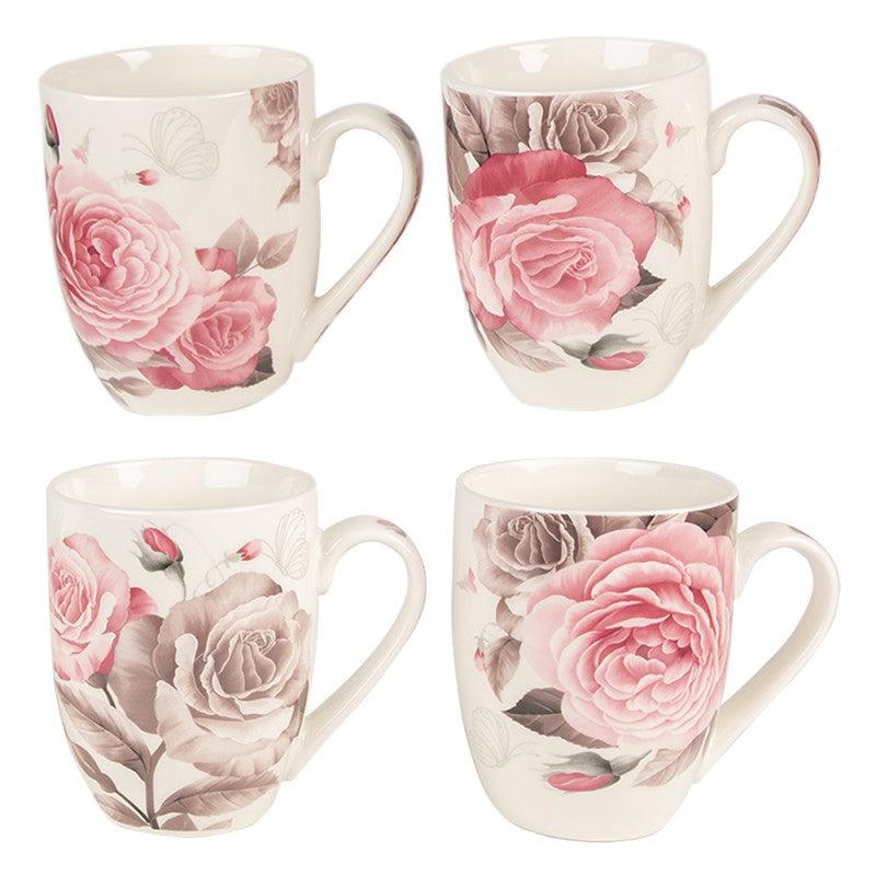 Clayre & Eef Tazza / Mug in porcellana bianca con Rose, 300 ml - MARIKA DE PAOLA - HOME DECOR