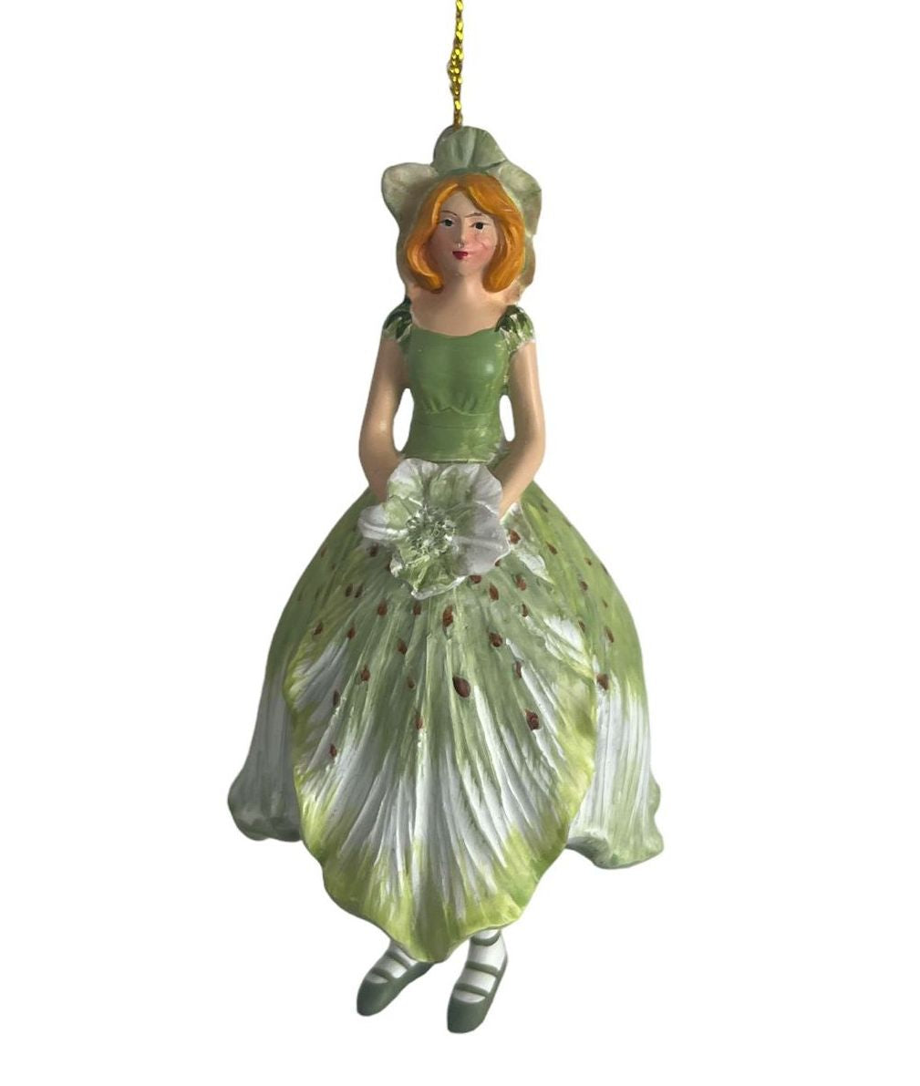 Flower Fairy - fatina da collezione per decorazione ambienti - Fiore Bianco Verde