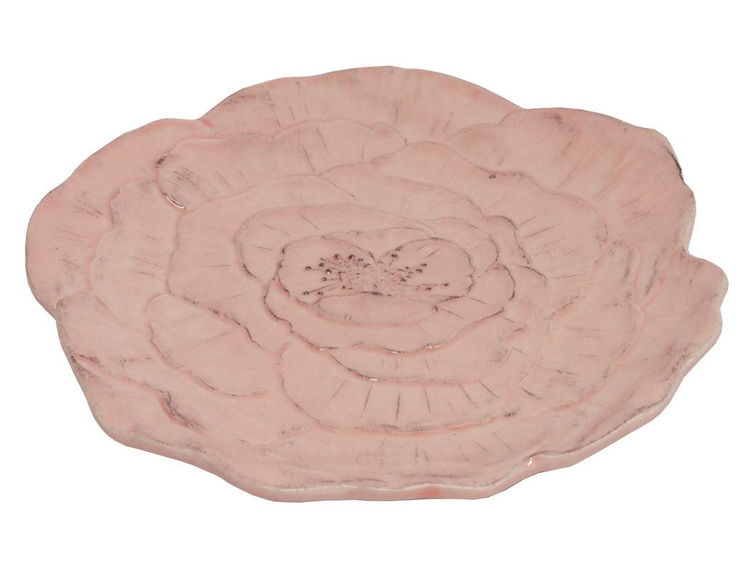 Piattino Rosa Romantica in ceramica artigianale toscana, fatto a mano, 21 cm - MARIKA DE PAOLA - HOME DECOR