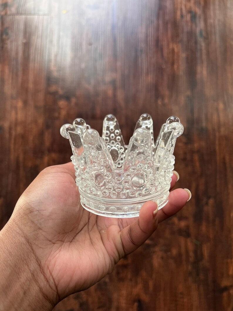 Portacandele in vetro a forma di corona, 8 x 5 cm - MARIKA DE PAOLA - HOME DECOR