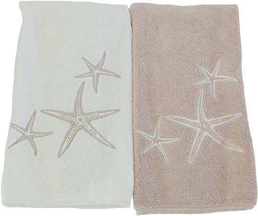 Set Asciugamani 2 pezzi (Viso / Ospite) cotone pregiato con ricami, collezione Lusso Yacht (Stelle Marine) - MARIKA DE PAOLA - HOME DECOR