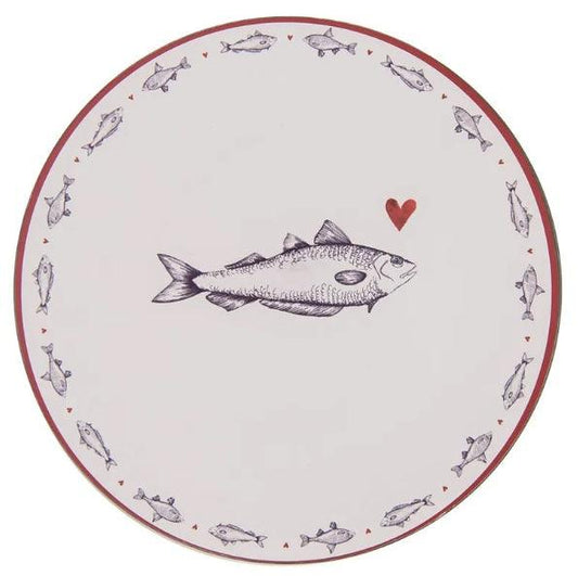 Sottopiatto in melammina con stampa Pesce e Cuori, 33 cm - MARIKA DE PAOLA - HOME DECOR