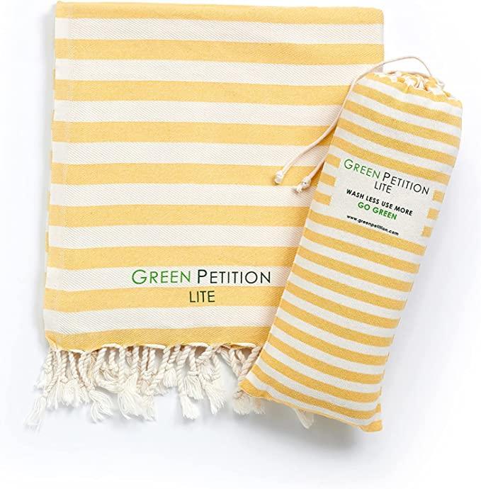 Telo Mare / Pareo modello MARE PESHTEMAL 170 cm x 90 cm firmato Green Petition (Fouta Ochre) - MARIKA DE PAOLA - HOME DECOR