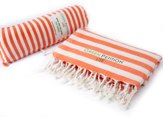 Telo Mare / Pareo modello MARE PESHTEMAL 170 cm x 90 cm firmato Green Petition (Fouta Tangerine) - MARIKA DE PAOLA - HOME DECOR