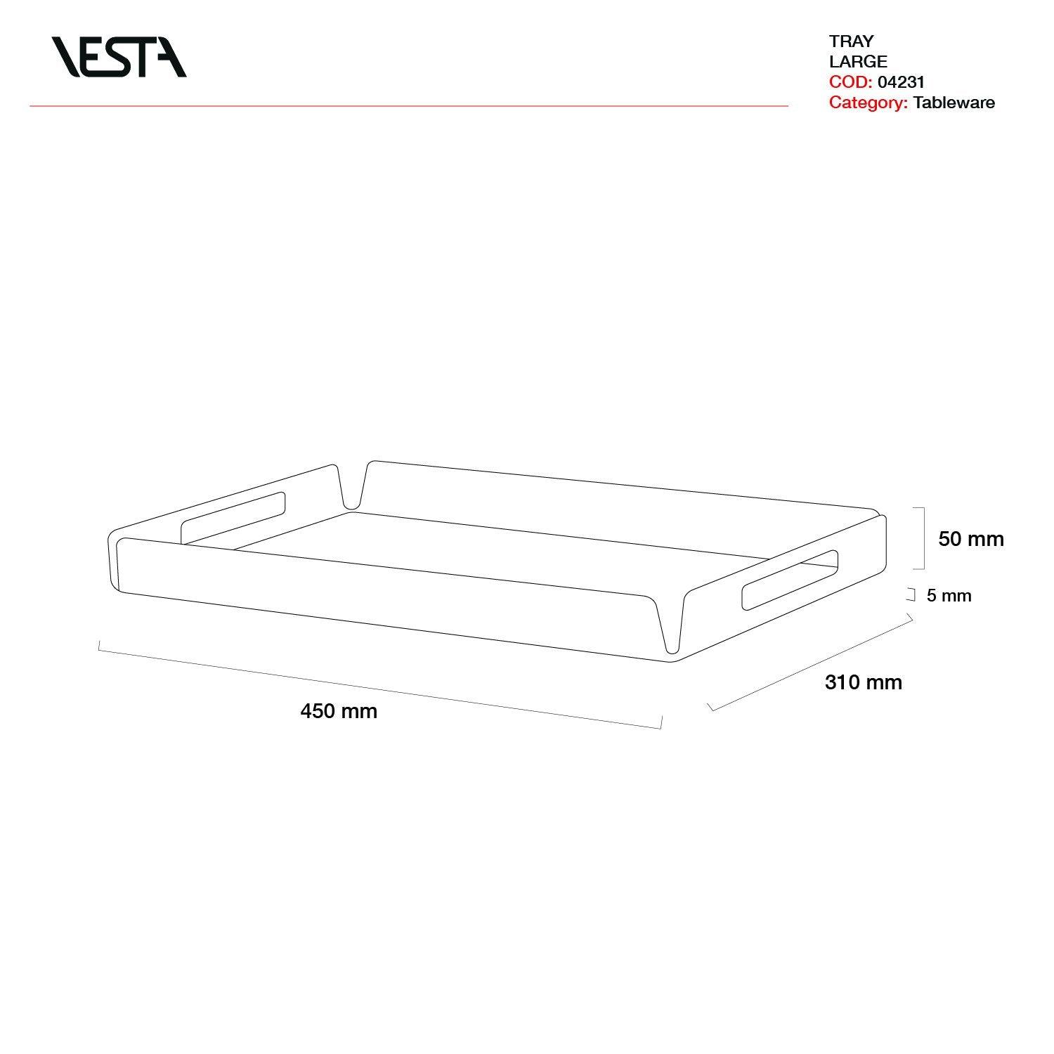 Vassoio grande linea Decor in cristallo acrilico - collezione Vesta (45 cm x 31 cm) - MARIKA DE PAOLA - HOME DECOR