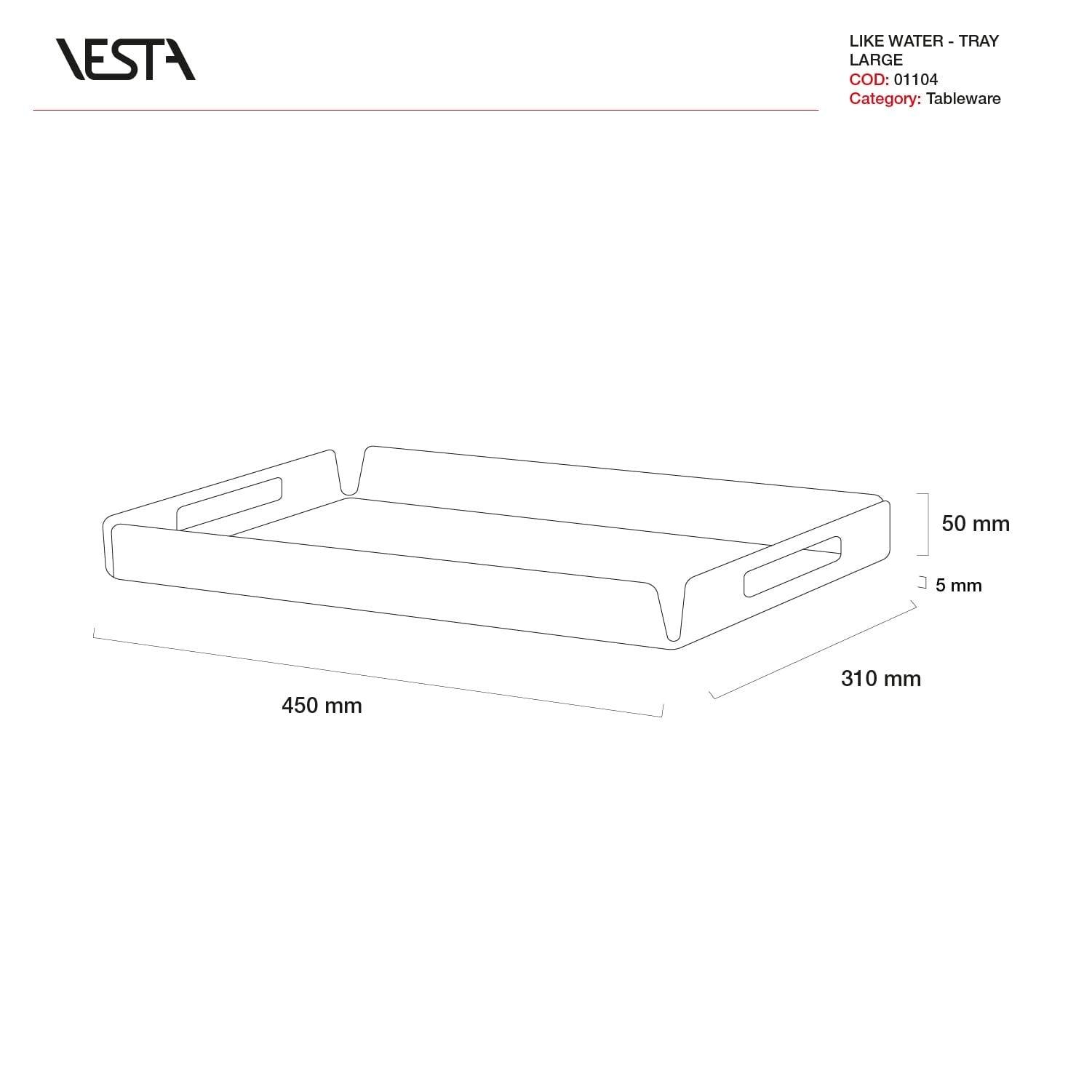 Vassoio grande linea Like Water in cristallo acrilico - collezione Vesta (45 cm x 31 cm) - MARIKA DE PAOLA - HOME DECOR