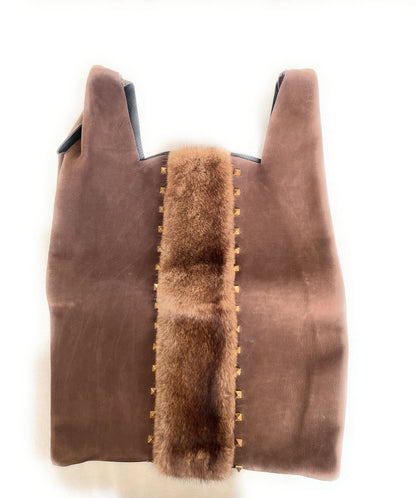 Marika De Paola - Shopping Bag in leather and mink fur, handmade in Italy, luxury craftsmanship